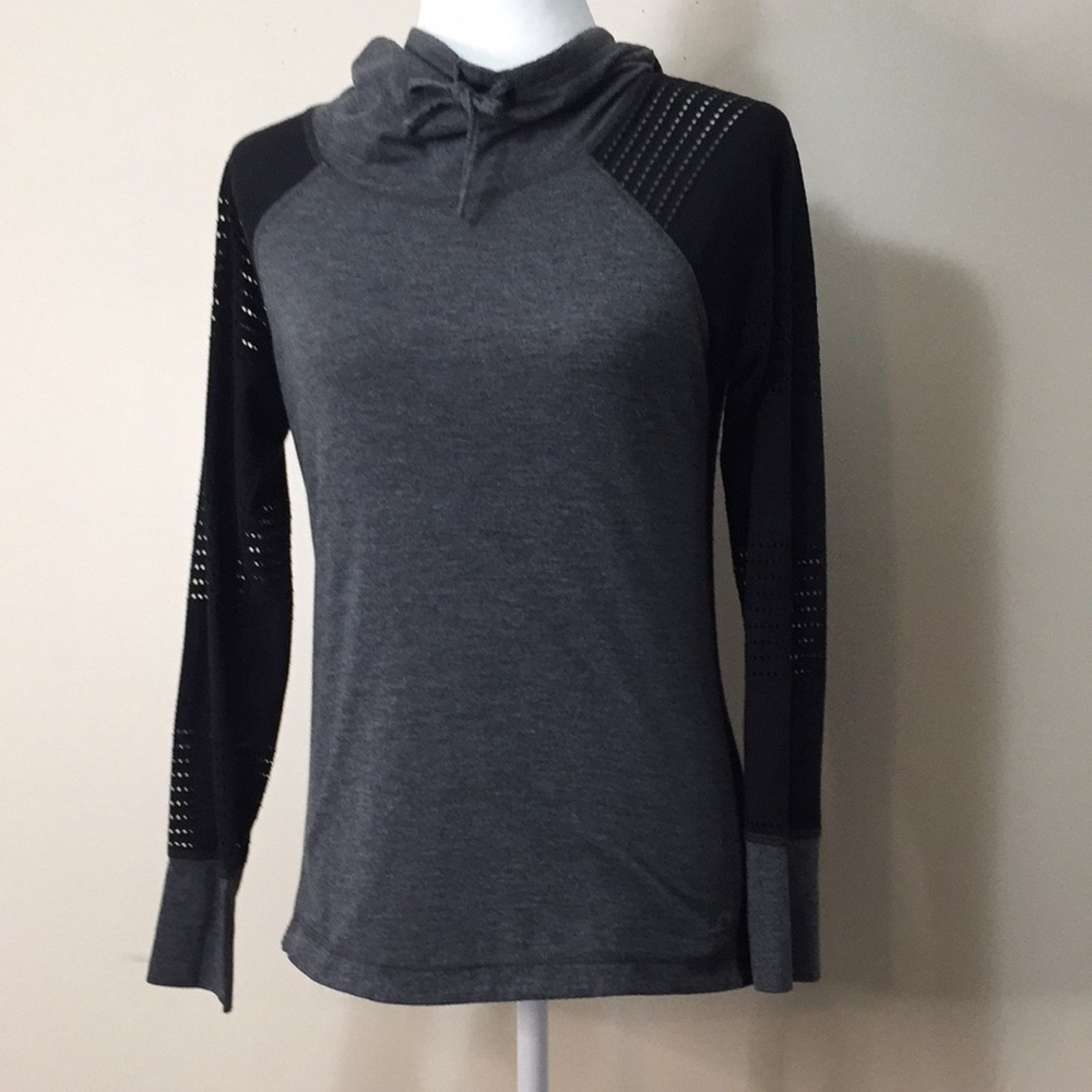 RBX Active Grey, Black Juniors Hoodie Activewear Mesh Back